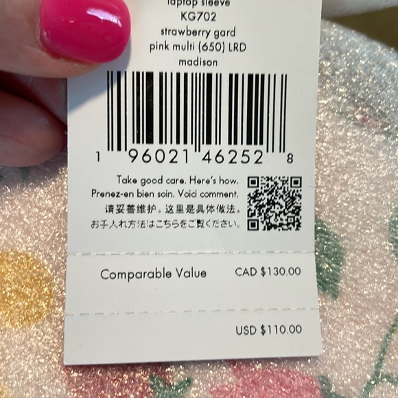 NIP♠️ Kate Spade ♠️ Strawberry Garden Universal Laptop Sleeve ♠️ - Picture 6 of 6